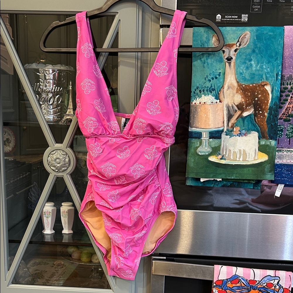 J. Crew Factory Pink Floral Swimsuit NWOT XS